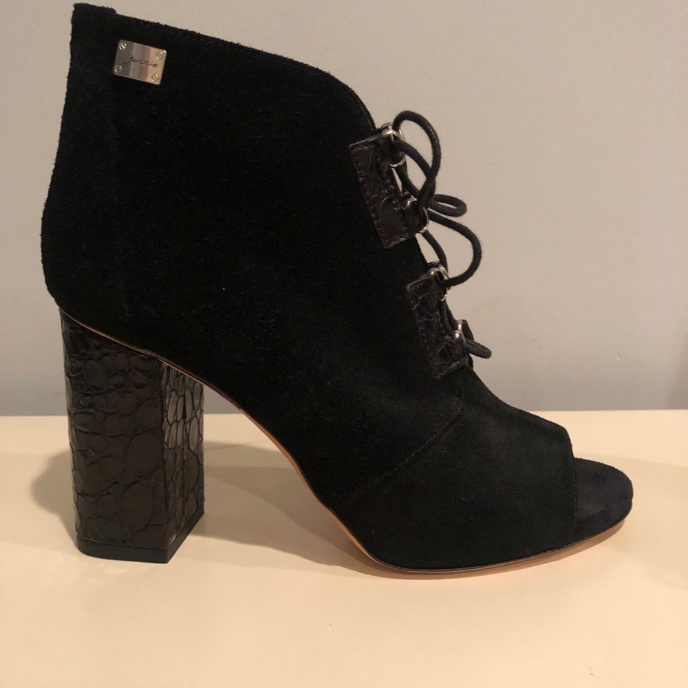 Goccia Open Toe Lace Up Booties, Never Worn